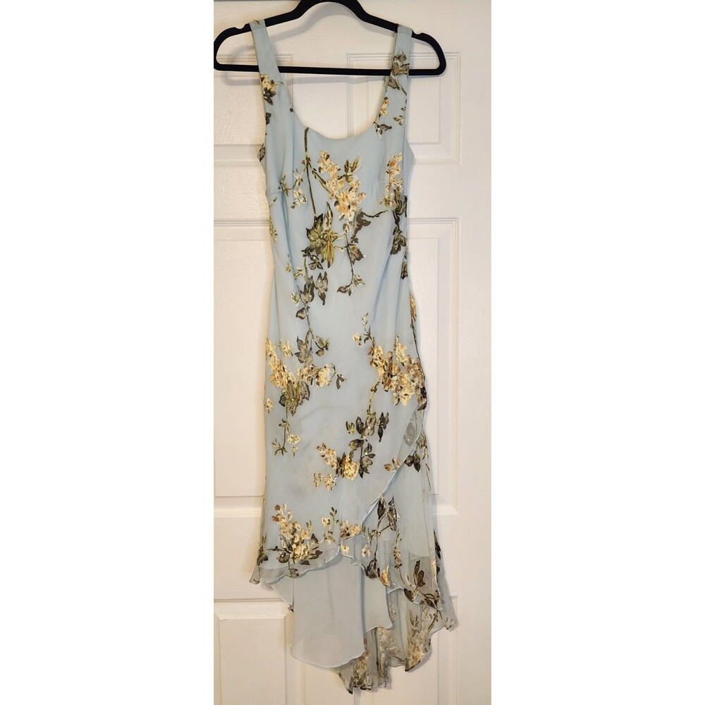 Alex Evenings Y2K Dress Fairy Floral Vintage Beaded Asymmetric Size 8 Silk Blue - Picture 2 of 16